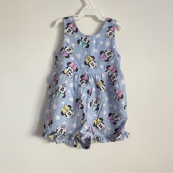 Disney Minnie Mouse Girls Romper Blue Polka Dot Button Front Size 24 Months - Picture 5 of 8